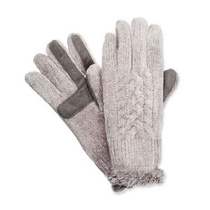 ISOTONER Gray Cable Chenille smarTouch Microluxe Lined Gloves One Size O/S